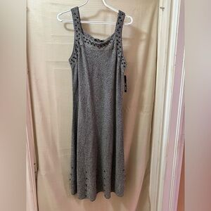 NIC+ZOE Grey Studded Knit Dress PM Petite Medium Stretch NWT $238 Retail